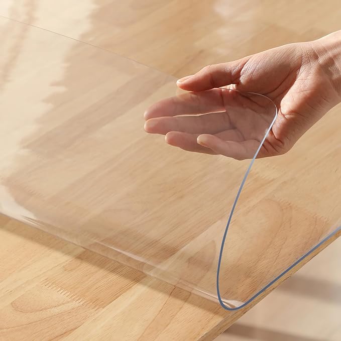 48 x 86 Inch 4FT Clear Plastic Dining Table Protector Tablecloth Desk Pad Mat Wooden Furniture Coffee Glass End Side Bar Table Cloth Top Protection Countertop Cover Waterproof Rectangular PVC Vinyl