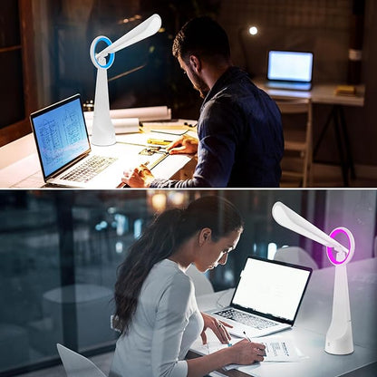 Upgraded LED Desk Lamp with 7 Colours Change, Eye-Caring Table Lamp with USB Charging Port Suitable for Table Bedroom Bedside Office Study,8W (White)
