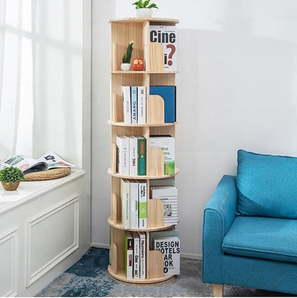 Heehee Rotating Bookshelf 360 Display Floor Standing Bookcase Storage Rack for Kids&Adults Multi-Functional Bookshelf Organizer (5-Tier)