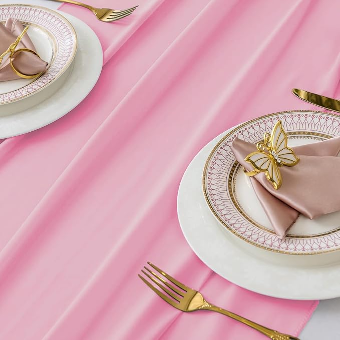 Pack of 25 | Rose Pink | 10ft Chiffon Table Runner 29x120 Inches Long Romantic Rustic Sheer Gauze Runner for Wedding Bridal Shower Birthday Banquets Engagement Spring Easter Boho Decorations