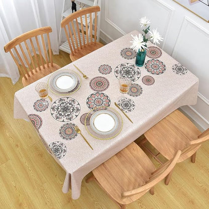 Wipeable Waterproof Tablecloth Vinyl Tablecloths for Rectangle Tables Heavy Duty PVC Tablecloth for Kitchen Dining Table(Flowers-2, 54'' x 54'')