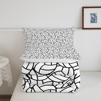 Feelyou King Size Volleyball Bedding Set Boys Girls Sports Game Comforter Set for Kids Women Men Ultra Soft Volleyball Player Comforter Black White Duvet Set Room Decor Quilt Set