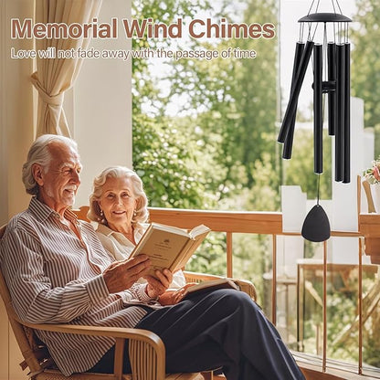 Wind Chimes for Outside, Large Aluminum Wind Chimes – Deep Tones & Soothing Melodies Ideal for Garden, Patio Decor, and Windchimes Outdoors for Loss of Loved One (32'' Black)