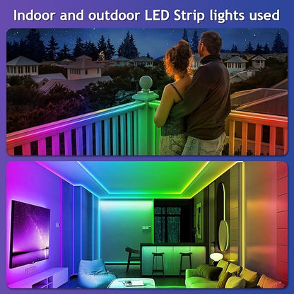 200ft Outdoor LED Strip Lights Waterproof 1 Roll,IP68 Outside Led Light Strips with App and Remote,Music Sync RGB Exterior Rope Self Adhesive Back for Deck,Balcony,Pool