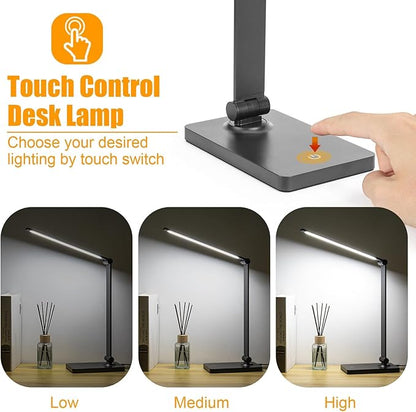 Desk Lamp LED Desk Lamps Eye-Caring Desk Lamps Dimmable Table Lamps Dimmable Office Lamp with USB Port Touch Control for Home Office Bedroom student dormitory (USB plug-in Desk Lamp)