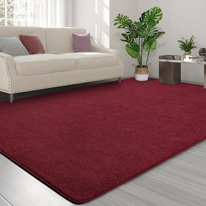 Area Rugs for Bedroom Living Room, 6x9 Rose Red Super Soft Comfy Thickened Memory-Foam Indoor Carpets, Modern Aesthetic Minimalist Carpet for Boys Girls Adults Apartment Nursery Home Décor