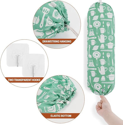 SWISSELITE 2Pcs Plastic Bag Holder, Reusable Plastic Bag Organizer | Wall Mount, Large Grocery Bag Storage Dispenser, 22x9 IN