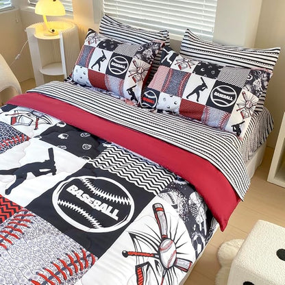 7 Piece Baseball Comforter Set Bed in A Bag Full Size 3D Softball Sports Bedding Set for Boys Kids Microfiber Comforter All Season (1 Comforter, 1 Flat Sheet, 1 Fitted Sheet, 4 Pillowcase)