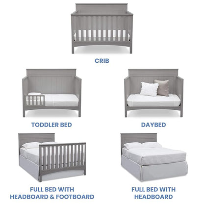 Delta Children Fancy 4-in-1 Convertible Crib and 6 Drawer Dresser Bundle, Grey