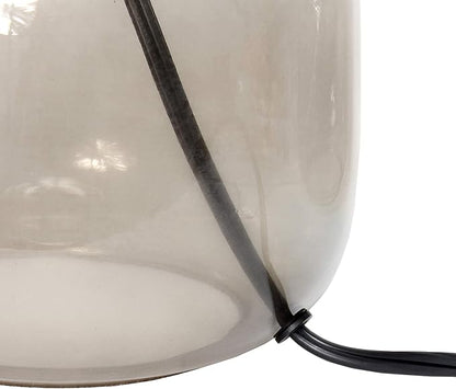 Simple Designs LT2064-SMW Smoke Gray Glass Table Lamp with White Fabric Shade