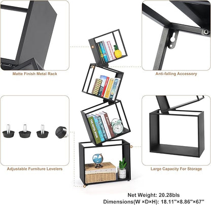 Bookshelf 2024 NEW, 4-Tier Bookshelves, 49.2" Tall Black Bookshelf, Book Shelf, Bookcase, Modern Bookshelf, Storage Shelves for CDs/Books/Collections, Display Shelf, Livingroom, Bedroom, Office