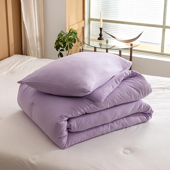 ROSGONIA Twin Comforter Set for College Girls Boys Lavender, 1 Boho Purple Comforter & 1 Pillowcase Lightweight Kids Comforter Soft Dorm Bedding