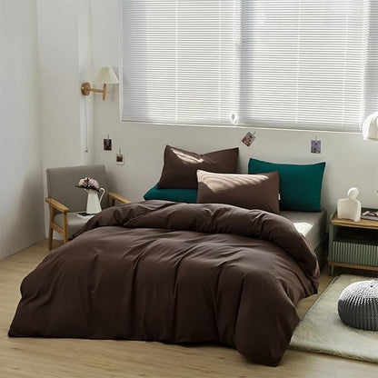 Brown Comforter Set Queen Coffee Color Bedding Set 3 Pieces Solid Chestnut Brown Color All Season Blanket Set Women Coffee Brown Color Lightweight Comforter Set Queen Breathable Bed Comforter