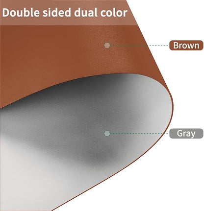 Leather Desk Mat,1.8mm Thick,12x42 Inch Desk Cover,Desk Protector Mat,Dresser Cover Top,Nail Table Mat,Dresser Cover,Quartz Countertop Protector,Table Sticker Cover(Brown+Gray,12×42)