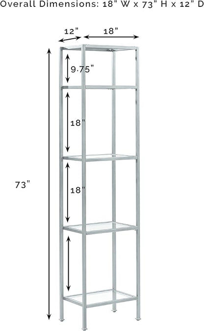 Crosley Furniture Aimee Narrow Etagere Bookcase - Gold and Glass