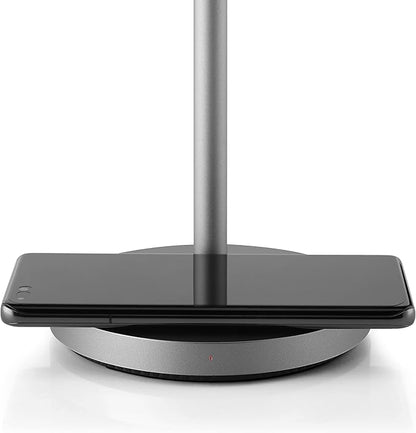 Dimmable 4W LED Desk Light Charging Station - Smart Phone Qi Wireless Charger Lamp w/Adjustable Shade - Modern Bedside/Study/Office Table Lighting - Silver/Gold