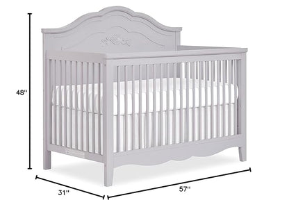 SweetPea Baby Rose 4-in-1 Convertible Crib in Silver Shimmer, Baby Crib with Spindles, Greenguard Gold Certified, Easy Assembly, Sustainable New Zealand Pinewood