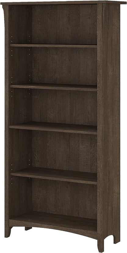 Bush Furniture Salinas Tall 5 Shelf Bookcase in Ash Brown
