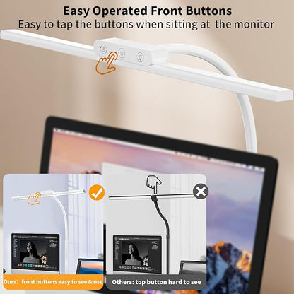 KableRika Desk Lamp,Led Desk Lamps with Clamp,Architect Desk Lights for Home Office Desktop Office Lamp 4-Brightness 4-Color Eye Care Overhead Table Lamp for Computer Monitor Study Reading White