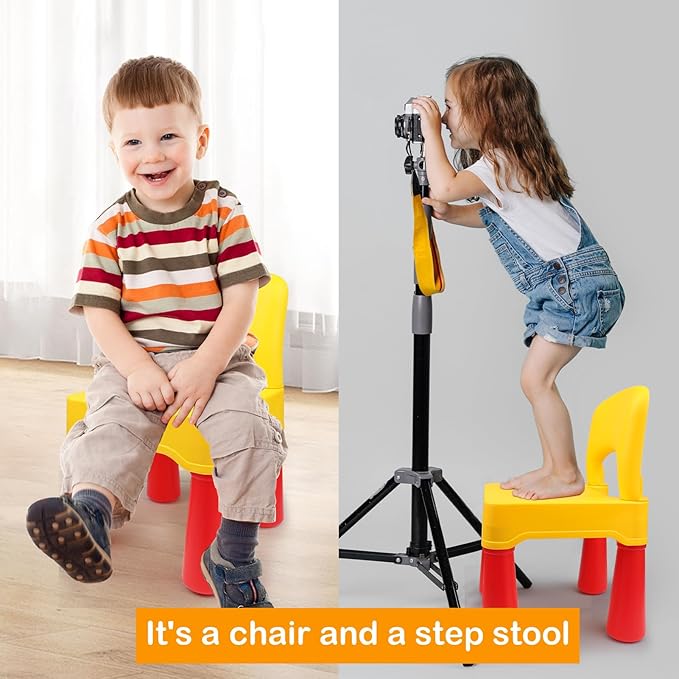 burgkidz Plastic Toddler Chair, Durable and Lightweight, 9.3" Height Seat, Indoor or Outdoor Use for Boys Girls for 18+ Months (Yellow)