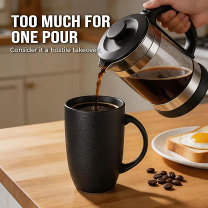 22oz Oversized Heavyweight Ceramic Coffee Mug, Large (Black) | 22oz Extra Large, Oversized Heavyweight Ceramic, Reactive Glaze, Microwave & Dishwasher Safe, Prop 65 Compliant, Gift Box