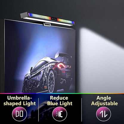 Sound Pickup Monitor Light Bar: Monitor Desk lamp RGB Dynamic Effect,Voice-Activated Music Rhythm Table Lamp,Creative Colorful LED Ambient Computer Light,Reduce Bluelight for Home Office/Gamer…