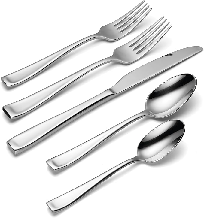 Oneida Moda 75-Piece 18/10 Silverware Set for 12, Flatware | silver, dishwasher safe | includes knives, forks, and spoons | heavy duty, cutlery set, utensil set, wedding silverware