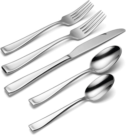 Oneida Moda 75-Piece 18/10 Silverware Set for 12, Flatware | silver, dishwasher safe | includes knives, forks, and spoons | heavy duty, cutlery set, utensil set, wedding silverware