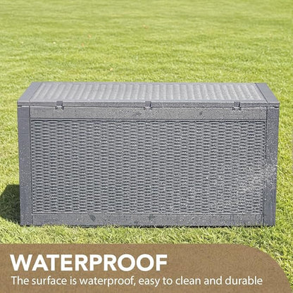 Devoko 95 Gallon Deck Box Large Resin Outdoor Storage Box, Waterproof and UV Resistant Lockable for Outdoor and Patio, Large Storage Cabinet for Patio Furniture, Garden Tools and Pool Supplies, Grey