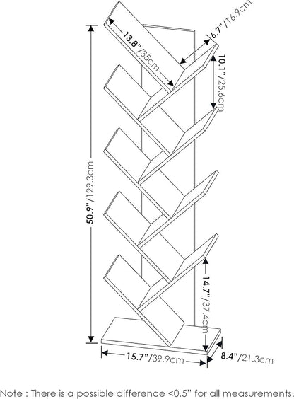 Furinno Bookshelf 9-Tier Floor Standing Tree Bookcase, Espresso