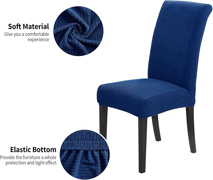 Joccun Chair Covers for Dining Room Set of 2,Dining Chair Slipcovers Stretch Dining Room Chair Covers Seat Protector,Washable Parsons Chair Cover for Home,Banquet(Classic Blue,2 Pack)