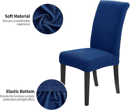 Joccun Chair Covers for Dining Room Set of 2,Dining Chair Slipcovers Stretch Dining Room Chair Covers Seat Protector,Washable Parsons Chair Cover for Home,Banquet(Classic Blue,2 Pack)