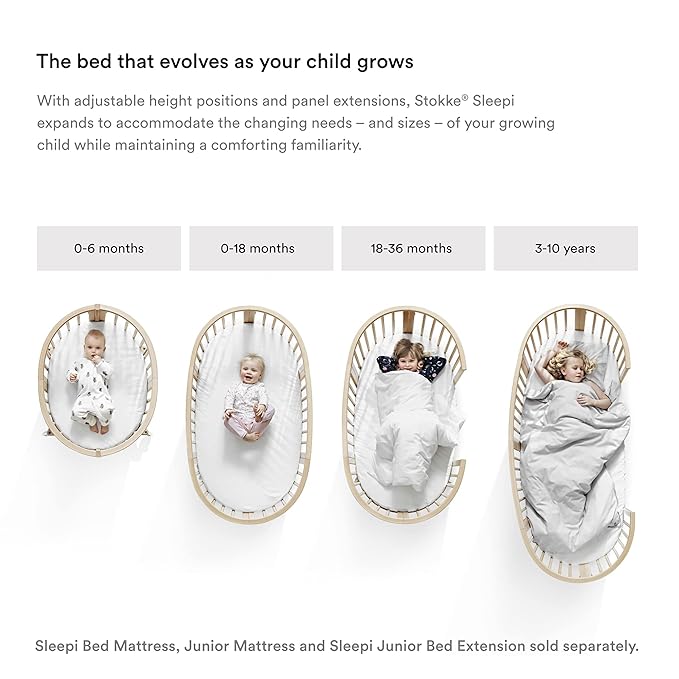 Stokke Sleepi Bed Extension, Natural - Convert Stokke Sleepi Mini Crib Into Stokke Sleepi Bed - Suitable for Children Up to 3 Years - Mattress Sold Separately - Extends Bed to 50 Inches