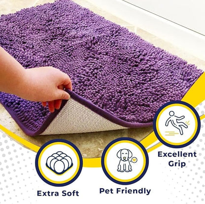 Muddy Mat® Original Dog Door Mat for Muddy Paws, Super Absorbent Microfiber, Non-Slip Washable Pet Rug, Quick Dry Chenille Entryway Carpet, Machine Washable Indoor Outdoor mat, Purple 48"x72"