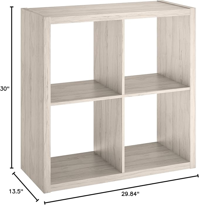 ClosetMaid 4550 Decorative Open Back 4-Cube Storage Organizer, Bleached Walnut