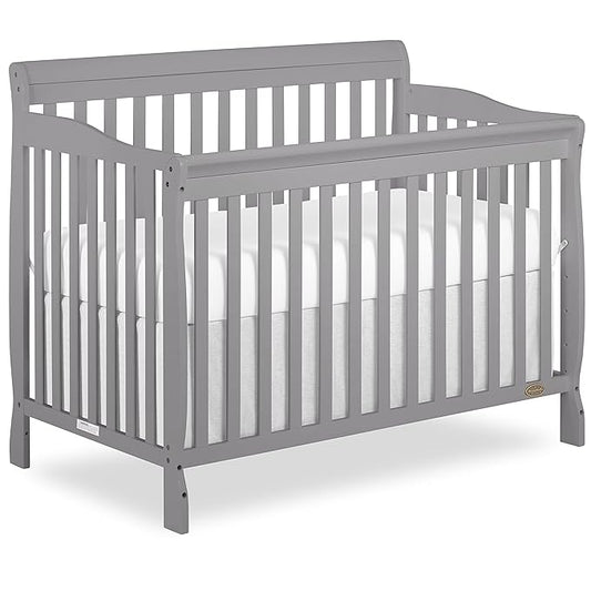 Dream On Me Ashton 4-In-1 Convertible Crib In Storm Grey, Greenguard Gold, JPMA Certified, Non-Toxic Finishes, Features 4 Mattress Height Settings, Made Of Solid Pinewood