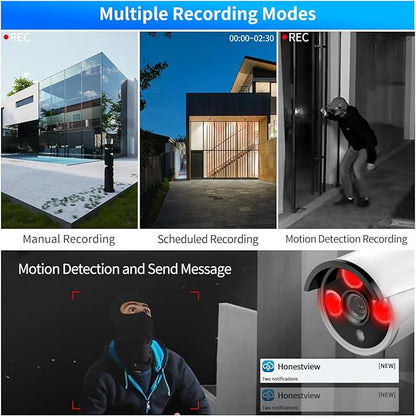 OOSSXX (HD 2.7K 5.0MP with Audio) Outdoor Wired Security Camera Systems PoE Outdoor Surveillance Video System