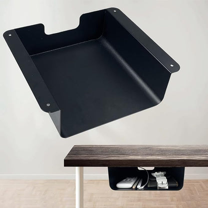 Under Desk Storage Shelf Under Desk Drawer Storage for Sit Stand Desk, Table, Gaming Desk, Workstations Under Desk Organizer Adds Tray for Home and Office(Black)