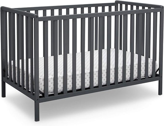 Delta Children Heartland 4-in-1 Convertible Crib - Greenguard Gold Certified, Charcoal Grey