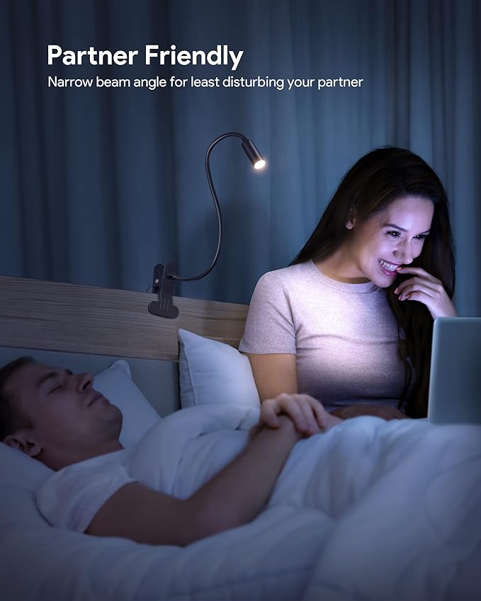 JHD Led Desk Lamp with Clamp - 10 Brightness Levels, 12" Flexible Gooseneck,USB Lamp - Suitable for Home Office, Reading, Bed Light,Quality Black Metal Clamp Light（includes charger adapter）