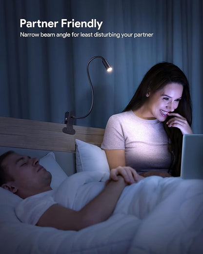 JHD Led Desk Lamp with Clamp - 10 Brightness Levels, 12" Flexible Gooseneck,USB Lamp - Suitable for Home Office, Reading, Bed Light,Quality Black Metal Clamp Light（includes charger adapter）