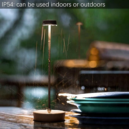 2 Pack Rechargeable Cordless Table Lamp Outdoor Portable LED Battery Operated Light - 3 Color Temperatures Touch Dimmable, IP54 Protection, Suitable for Indoor or Outside (Rust)