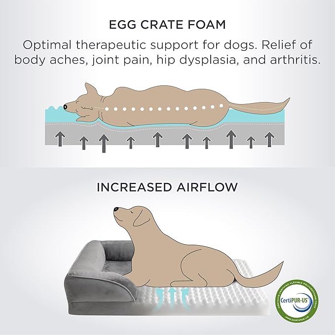 Bedsure Orthopedic Dog Bed for Large Dogs - Big Washable Dog Sofa Beds Large, Supportive Foam Pet Couch Bed with Removable Washable Cover, Waterproof Lining and Nonskid Bottom, Green
