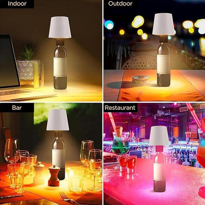 Wireless Wine Bottle Light Head, Portable LED Wireless Bottle Lamp with 3 Modes Light Dimming Pridola, Rechargeable Touch Control Wine Bottle for Any Bottle (White)