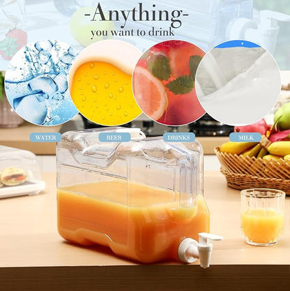 Funnymoom 6 Pcs Drink Water Dispenser for Fridge 2 Gallon Beverage Dispenser with Spigot Plastic Reusable Refrigerator Water Dispensers Waters Jug Container for Party Outdoors Camping Hiking Home