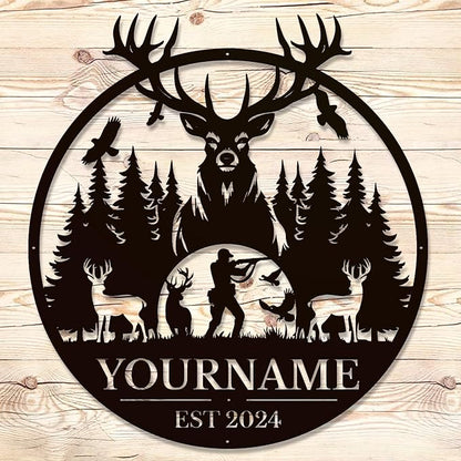 Personalized Metal Signs - Custom Shed Wall Decor, Black Deer Metal Art, Home Sign Plaques, Outdoor Decorative Signage (Style C)