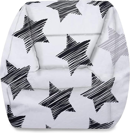 Posh Creations Structured Comfy Bean Bag Chair for Gaming, Reading, and Watching TV, Coronado Chair, Canvas - Sketchy Stars