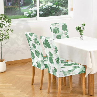 Gibelle Dining Room Chair Covers Set of 6, Soft Stretch Kitchen Chair Covers Slipcover Protector, Removable Washable Geometric Parson Chair Covers 6 Pack, Dark Cyan