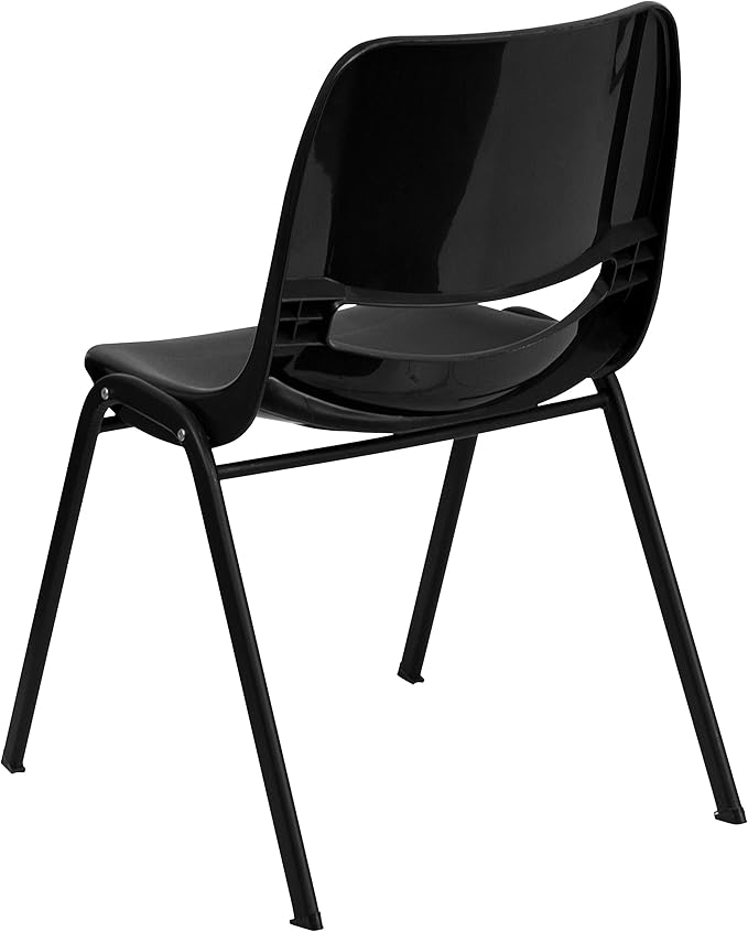 Flash Furniture HERCULES Series 440 lb. Capacity Kid's Black Ergonomic Shell Stack Chair with Black Frame and 12" Seat Height, Set of 1