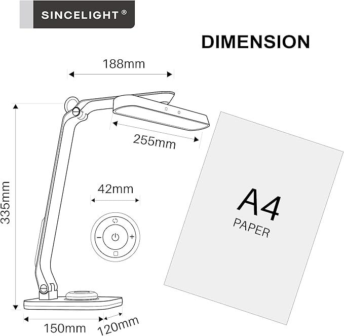 SINCELIGHT Horus H1 LED Desk Lamp, Color Changeable, Dimmable, Dual Control Mode, Remote Table/Reading/Book Light, Eye-Friendly GR0 Level with no Harmful Bluelight